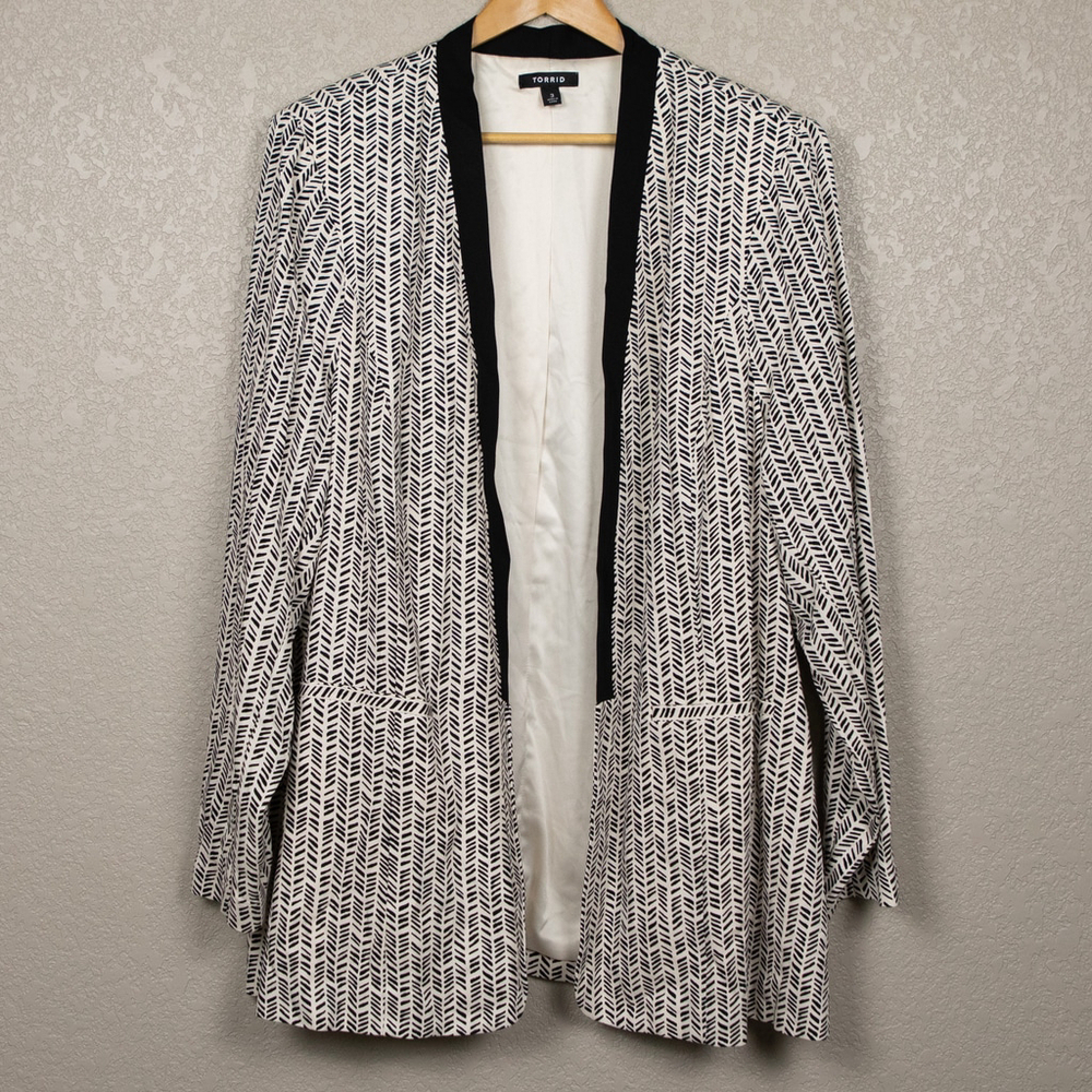 Torrid chevron print stretch challis lightweight blazer-3X